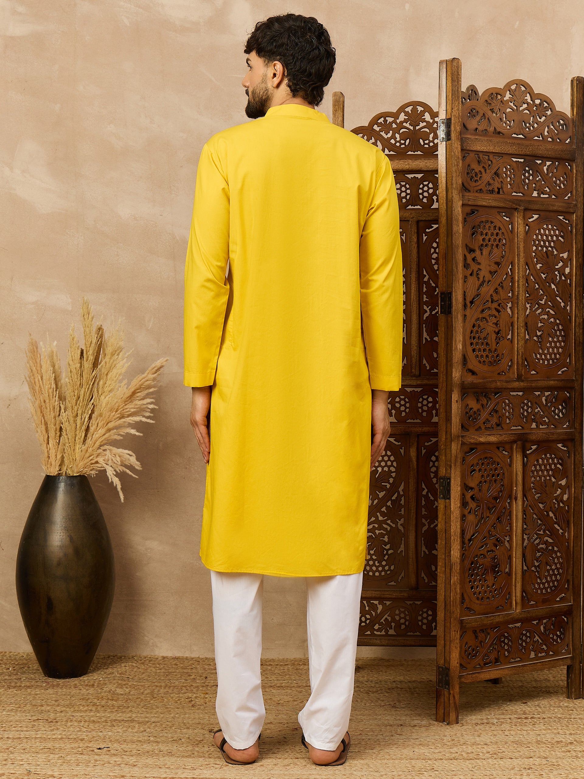 Fabsleek bright yellow men’s kurta