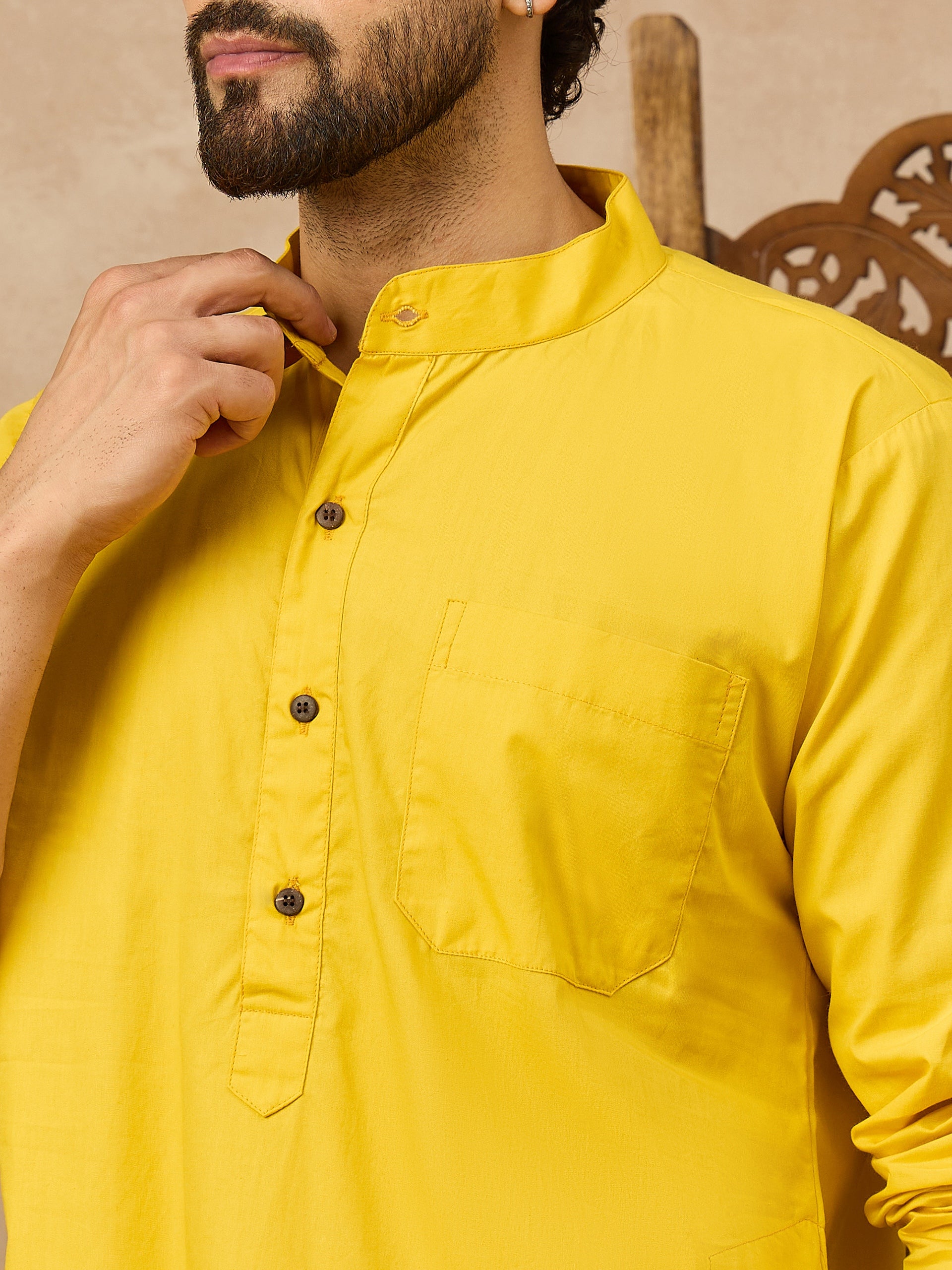Fabsleek bright yellow men’s kurta