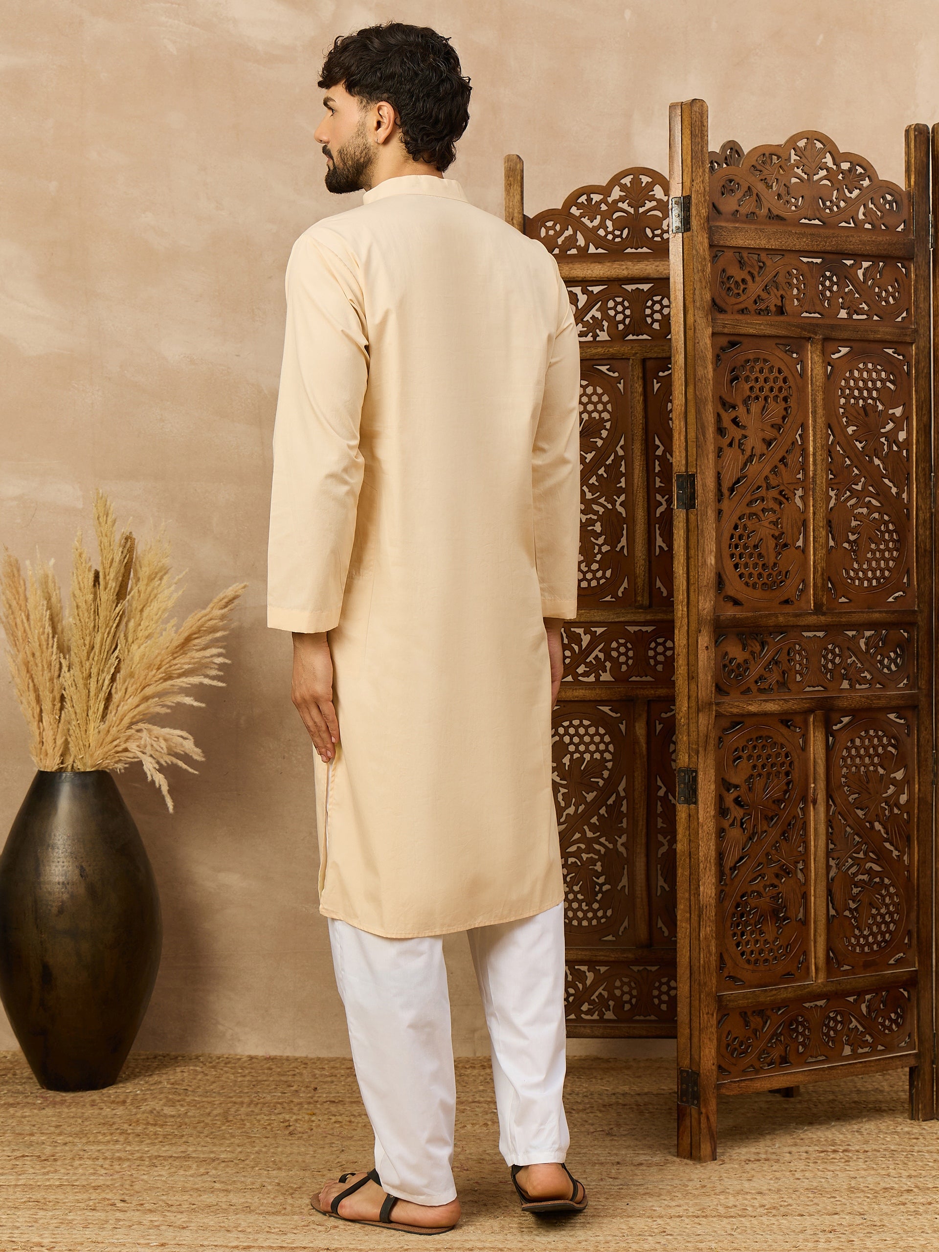 Fabsleek cream-colored men’s kurta
