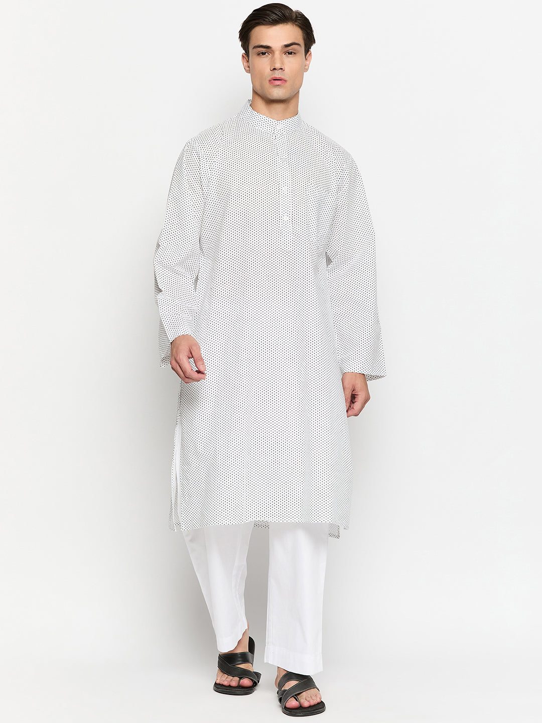 Fabsleek Polka Dot Printed Kurta For Men