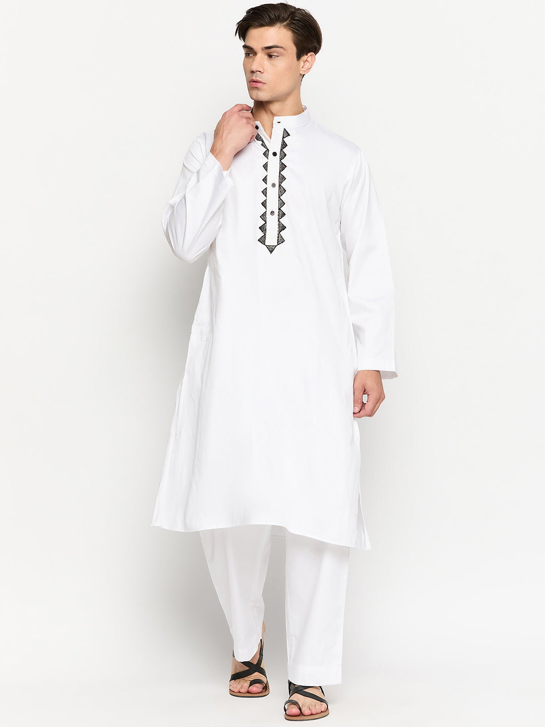 White Embroidered Kurta Pajama Set