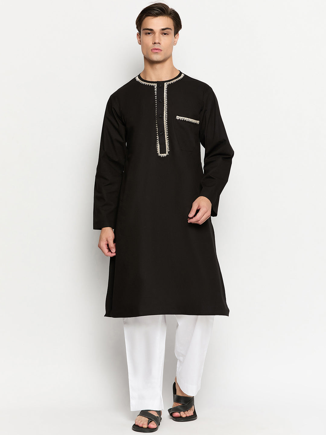 Men’s Black Embroidered kurta