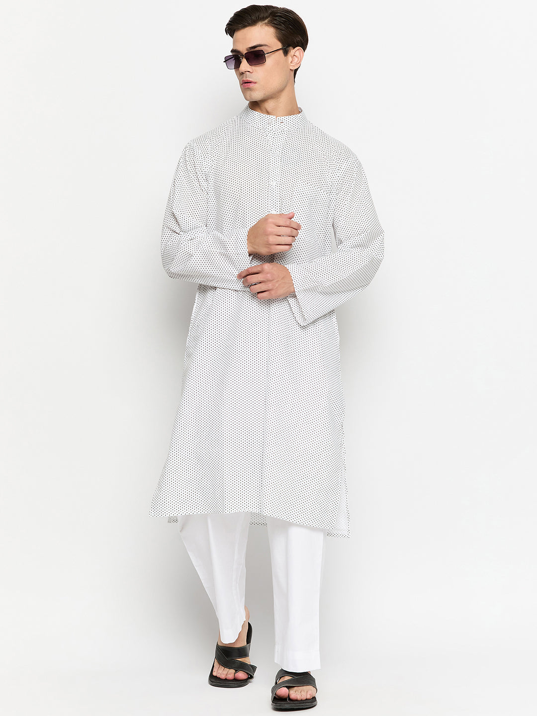 Men's Polka Dot Printed Kurta Pajama Set