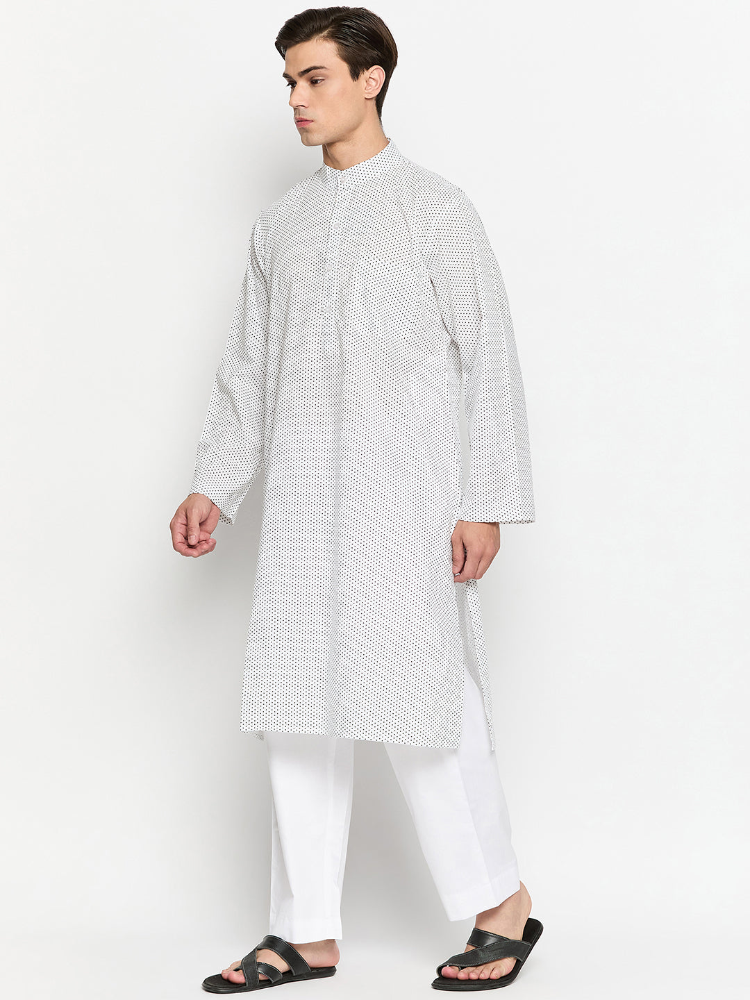 Men's Polka Dot Printed Kurta Pajama Set