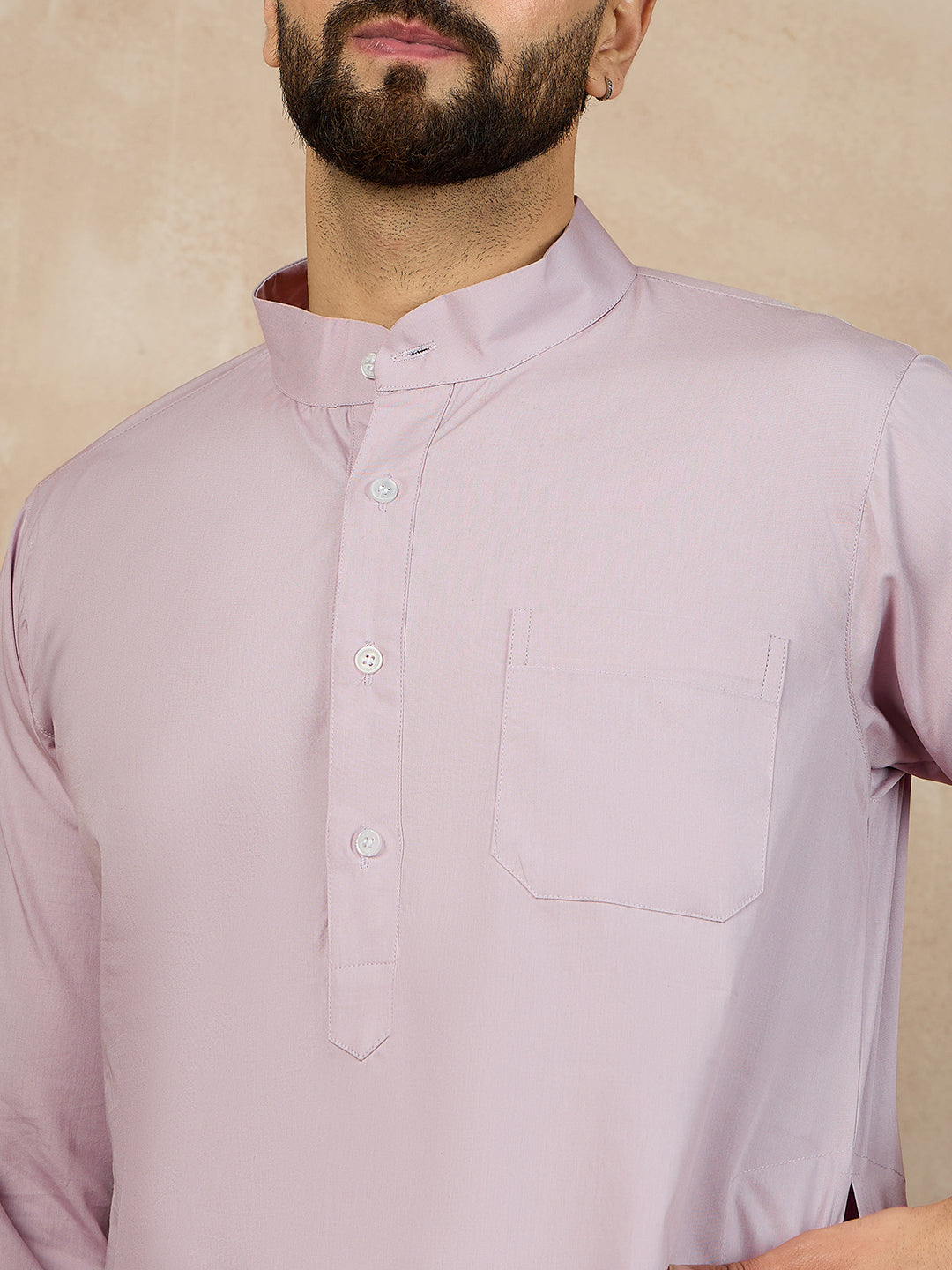 Fabsleek solid lavender plain kurta for men