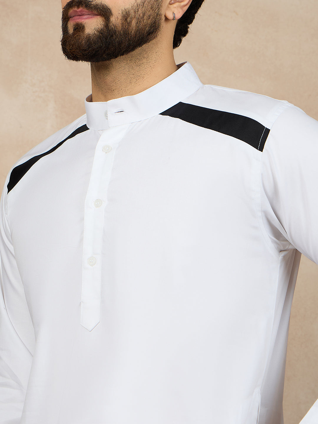 Fabsleek solid white plain kurta for men
