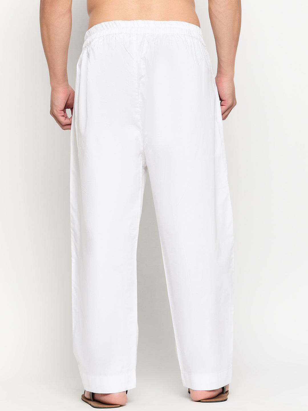 Men’s White Solid Cotton Pajama