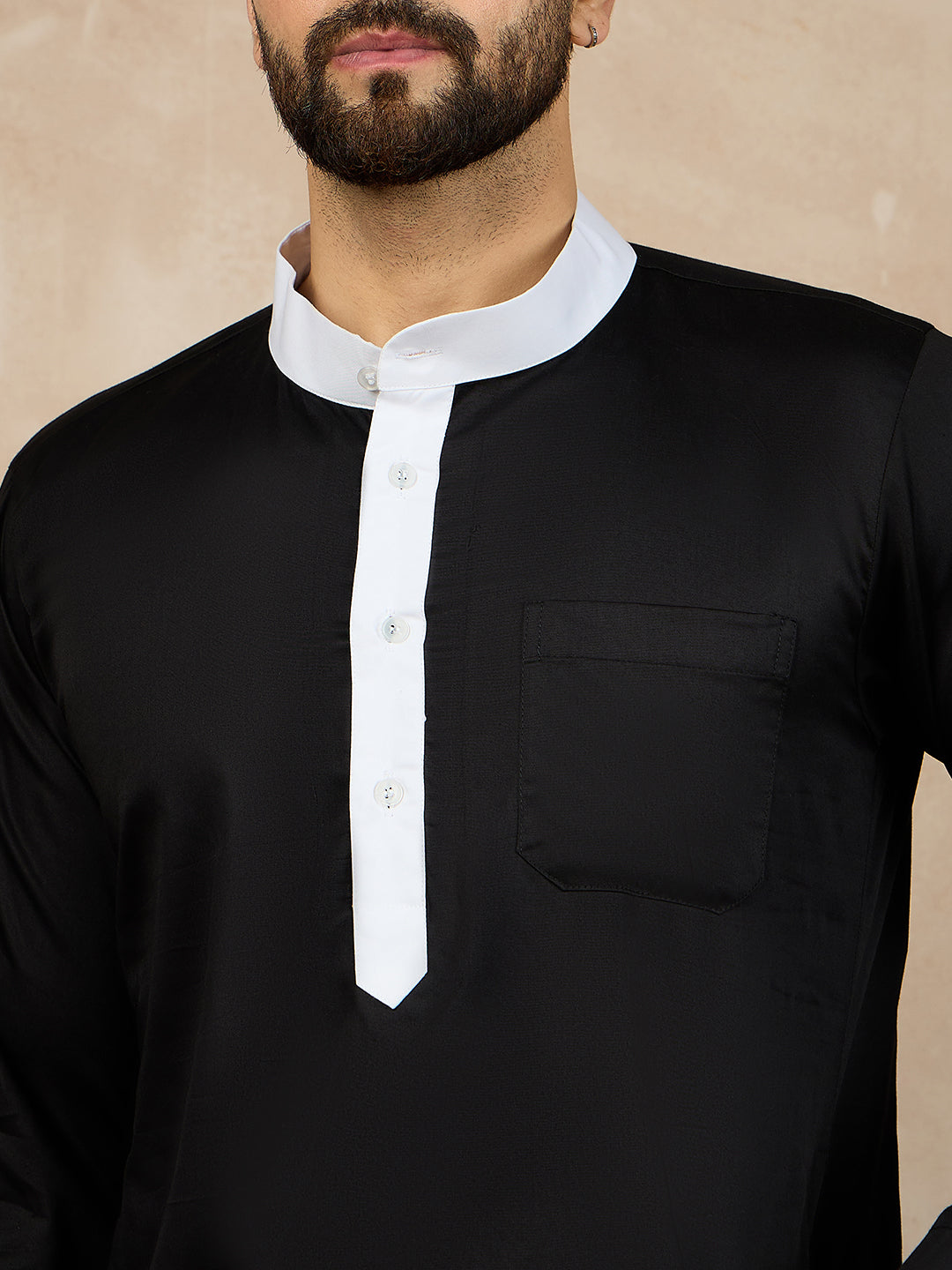 Fabsleek black plain kurta for men