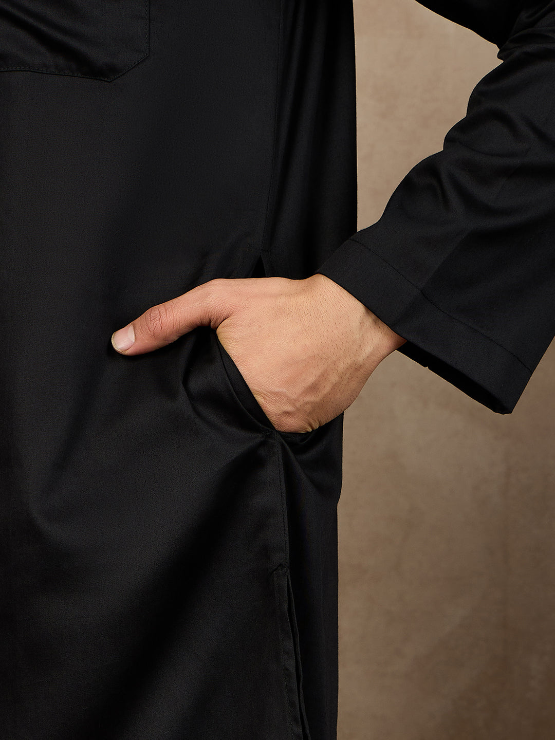 Fabsleek black plain kurta for men