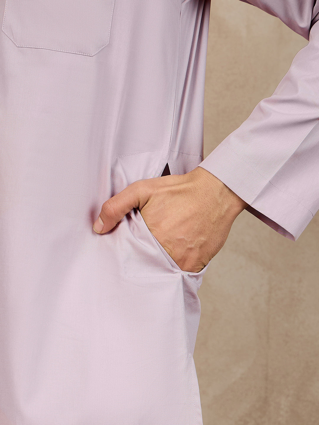 Fabsleek solid lavender plain kurta for men