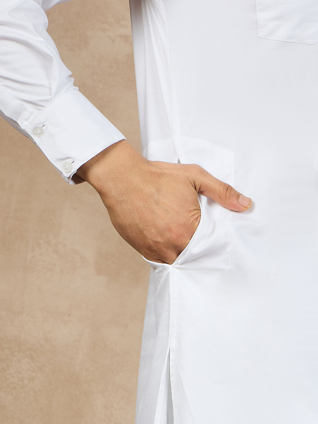 Premium White Cotton Pathani Kurta Pajama Set for Men