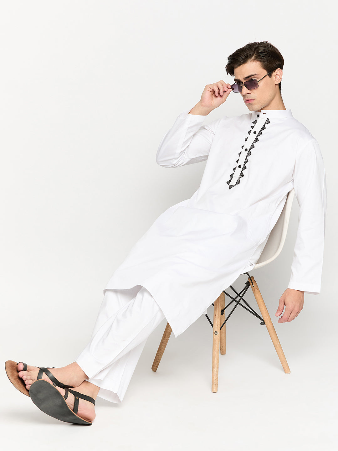 White Embroidered Kurta Pajama Set
