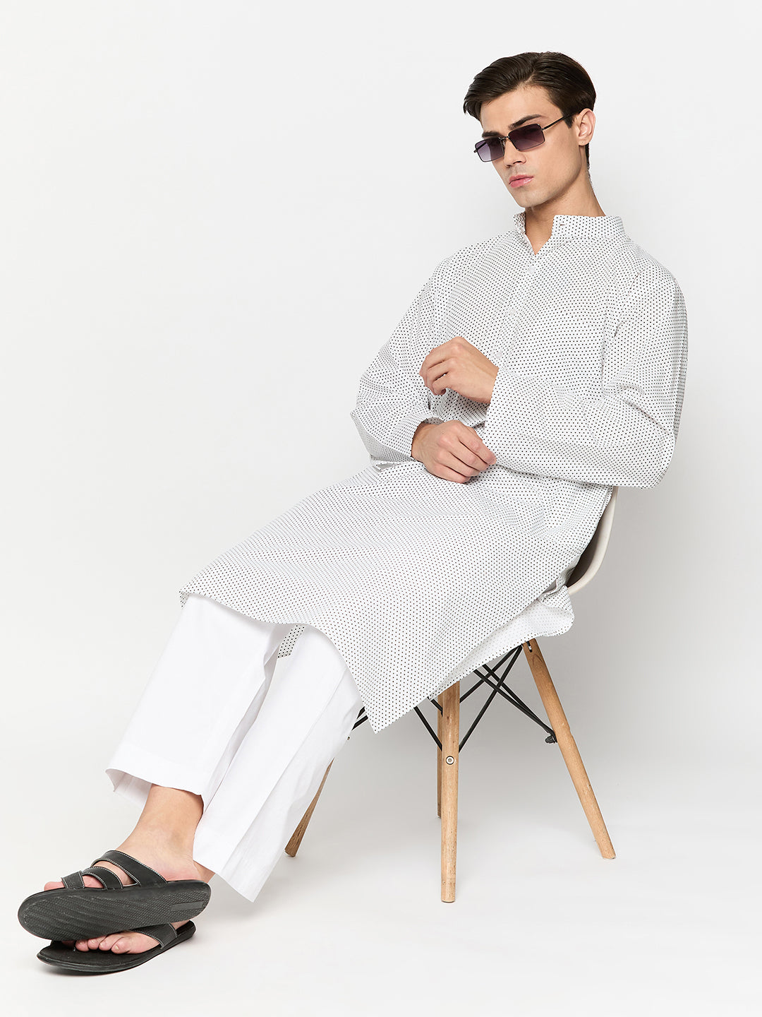 Men's Polka Dot Printed Kurta Pajama Set