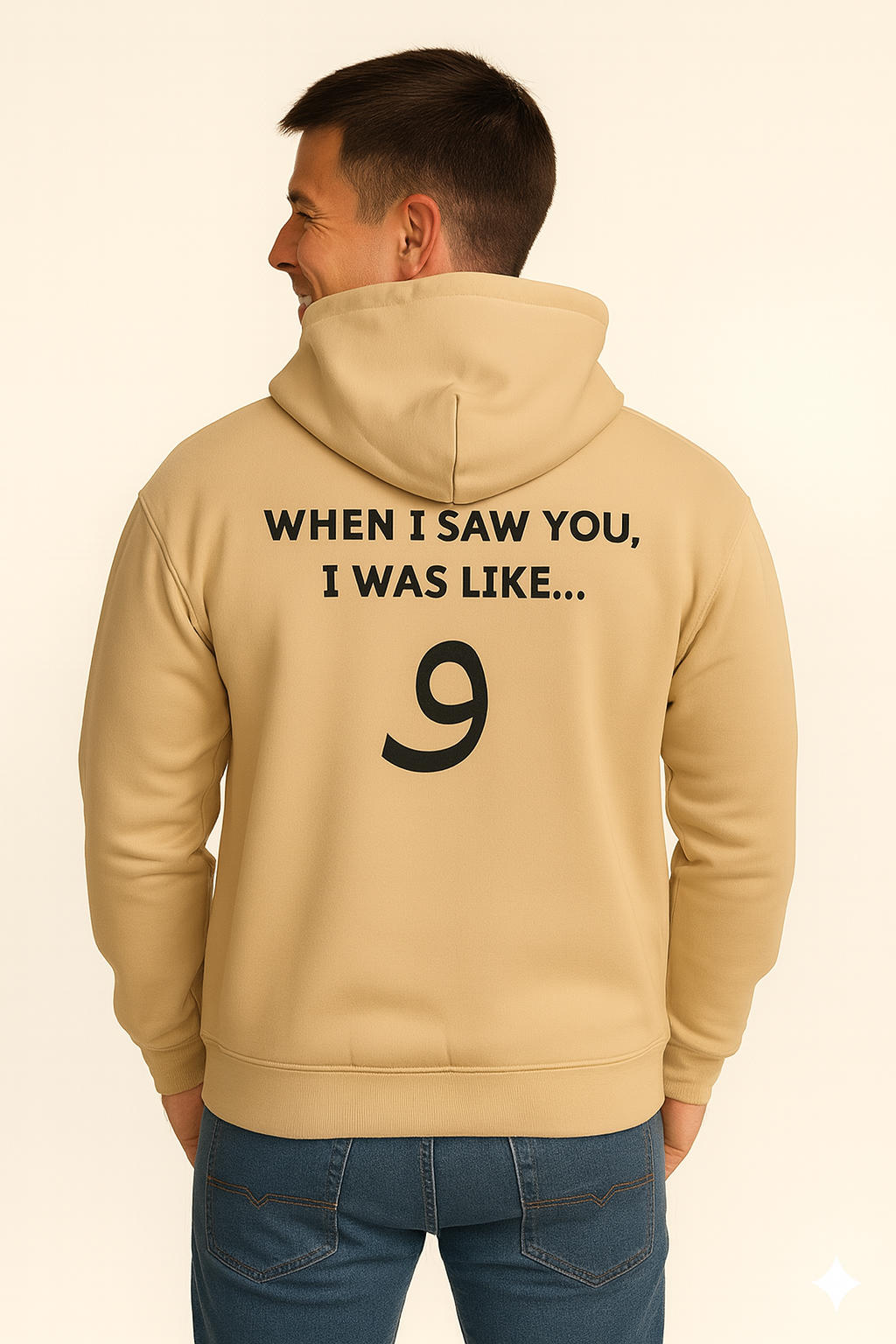 Men’s Beige Solid Fleece Winter Hoodie