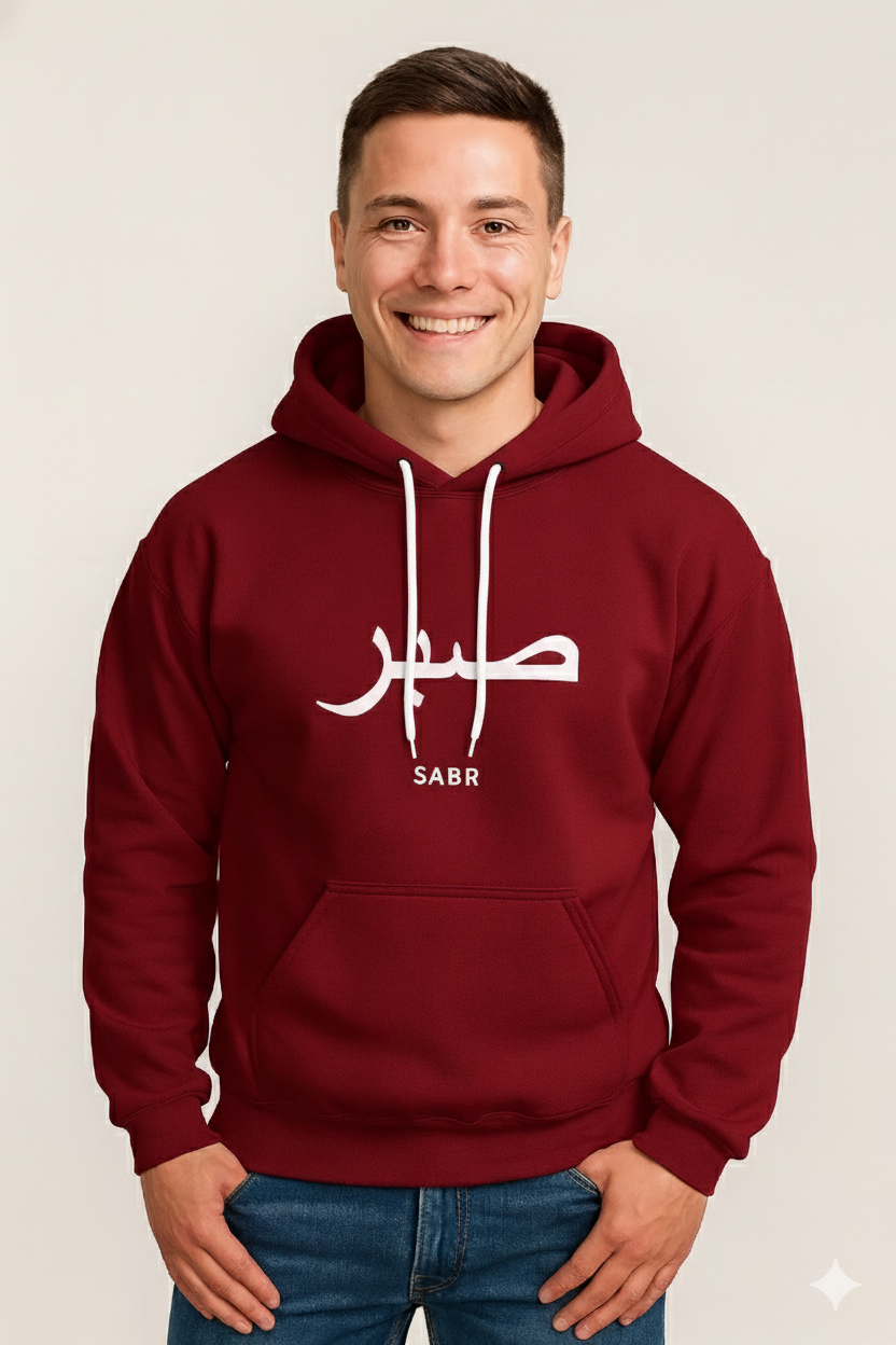Solid Maroon Fleece SABR Hoodie for Men