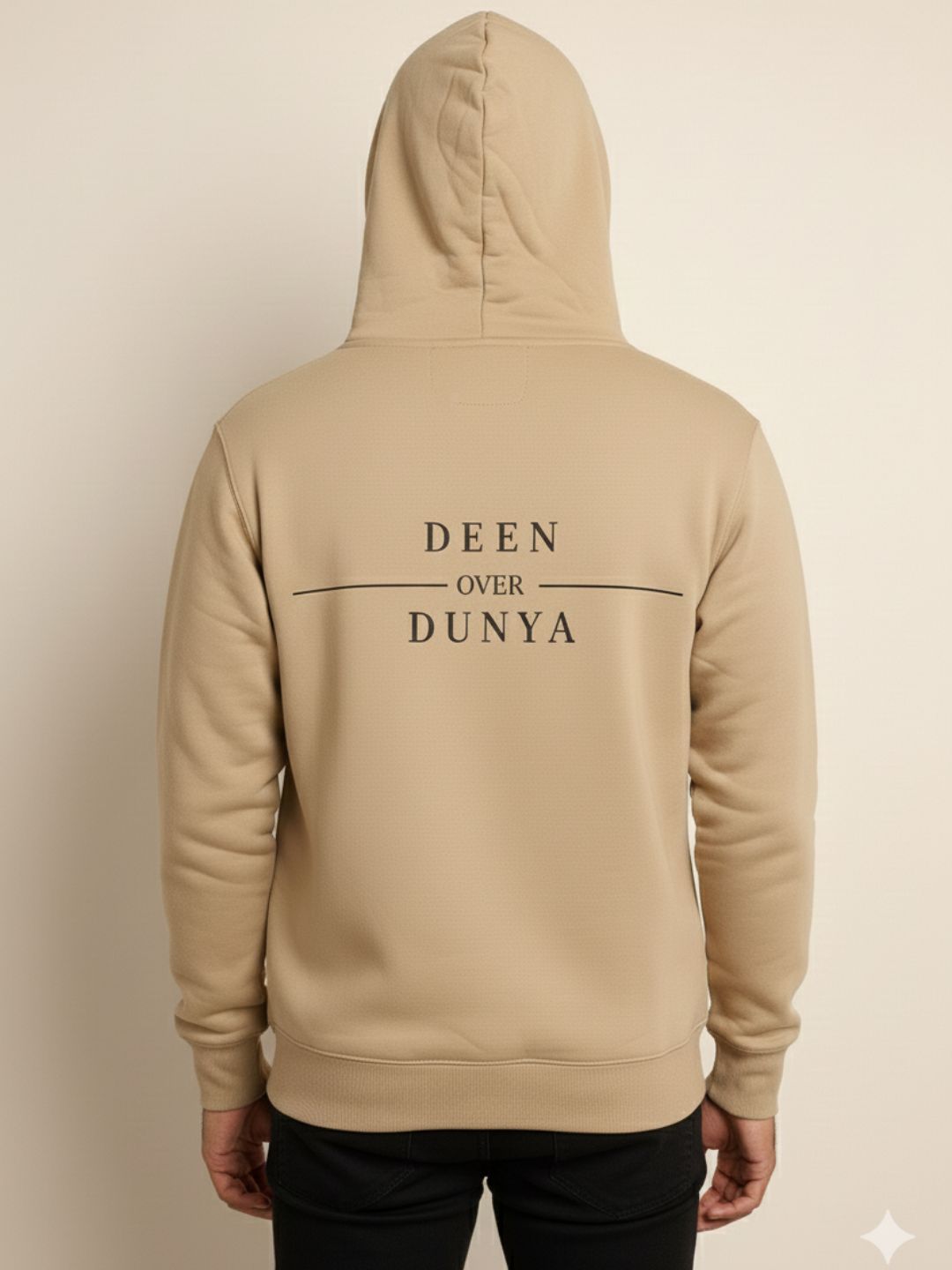 Beige Fleece Deen Over Dunya Printed Hoodie for Men