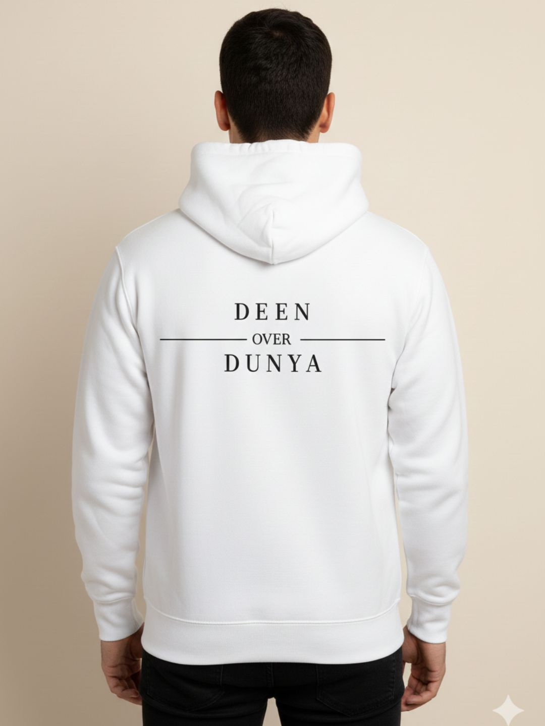 Men's Fleece Deen Over Dunya Printed White Hoodie